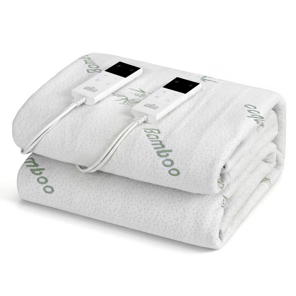 Giselle Electric Blanket Bamboo Fabric Queen Fitted Heated Pad Underlay Washable Winter