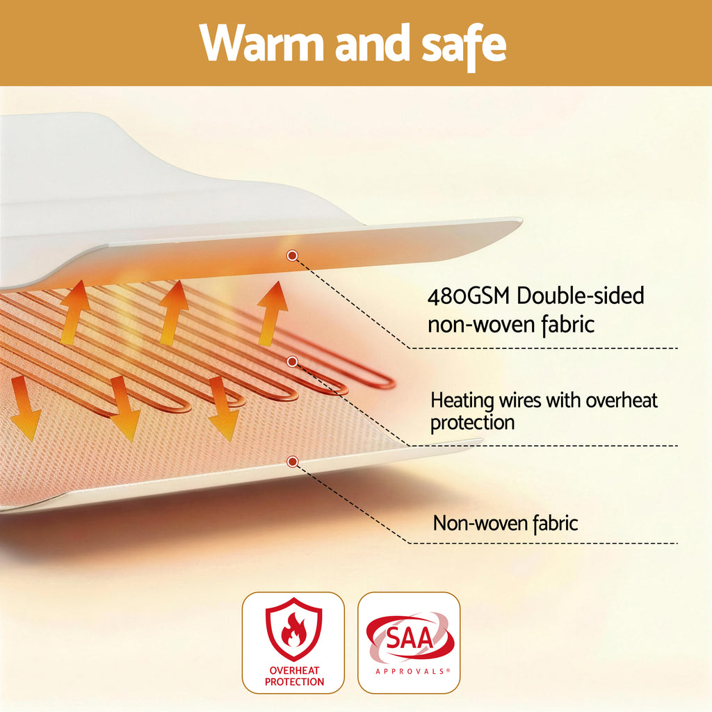 Giselle Electric Blanket King Single Heated Fully Fitted Washable Pad Winter Warm