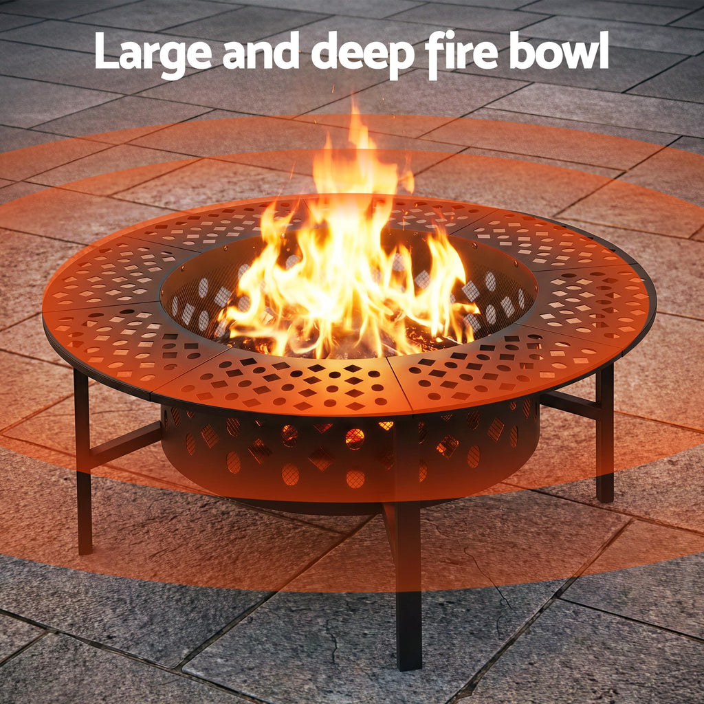 Grillz Fire Pit BBQ Charcoal Smoker Portable Mesh Pits Outdoor Camping Fireplace