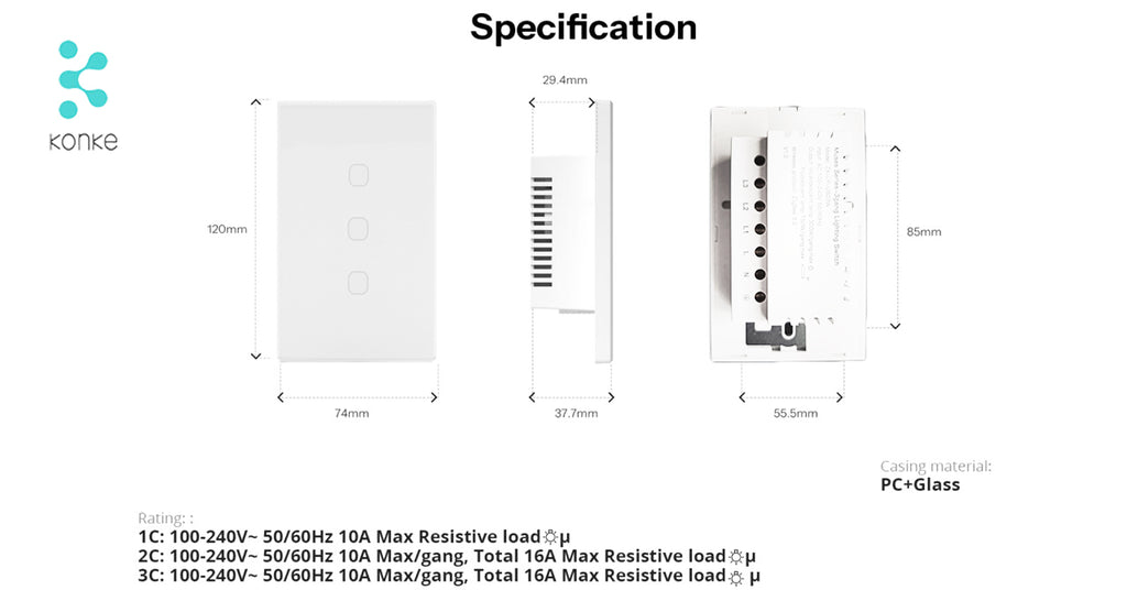 Smart Touch Light Switch 3Ch