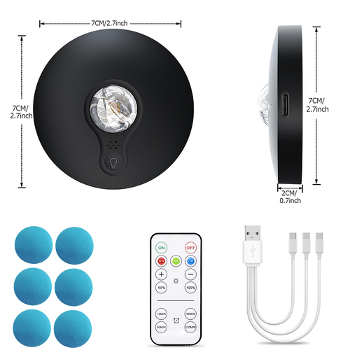 3 Lights LED Rechargeable Slim Cabinet Light, 2cm, Remote Control, Magnetic Mount