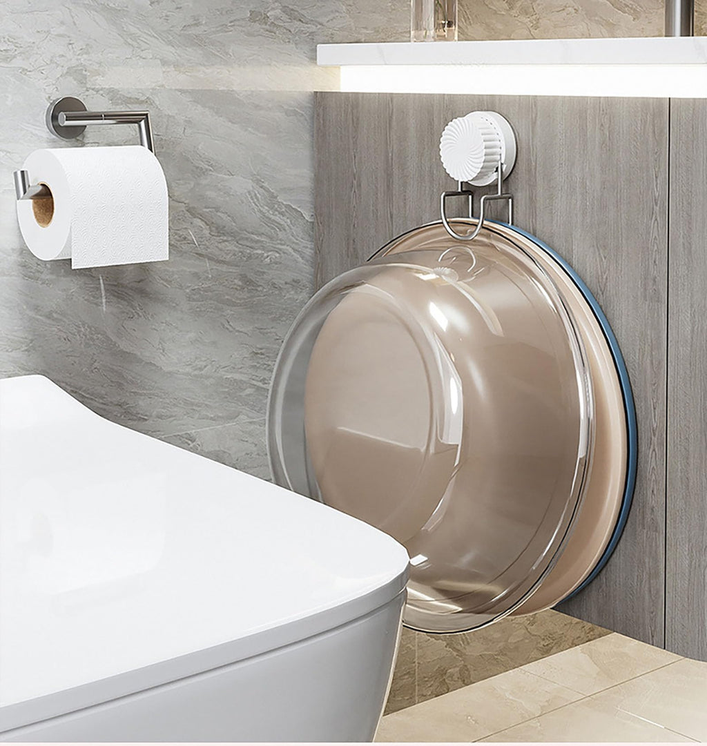 Bathroom Hooks - Towel Hook - Bathroom Accessories - Suction Cup Hooks - Sponge Holder - Kitchen Accessories - Hanging Hooks - Bathroom Organizer - Wall Hook - No Drilling - White - 1 Piece