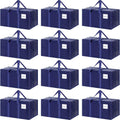 CARLA HOME 12-Pack Large Moving Storage Bags with Zippers & Handles with 95 Liters Capacity for Space Saving, Travel, Camping & Organization (Blue)