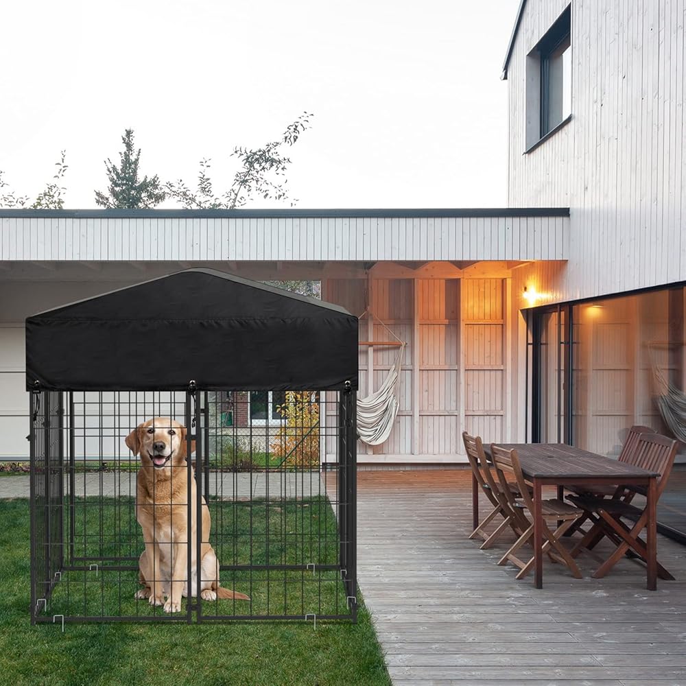 Outdoor Dog Kennel XS Pet Cage with Roof & Cover 127x120x134cm