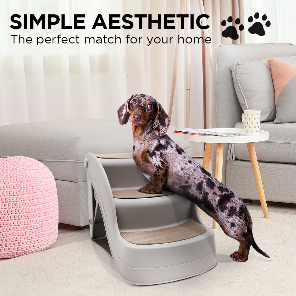 Furtastic Foldable Pet Stairs In Grey - 38cm Dog Ladder Cat Ramp