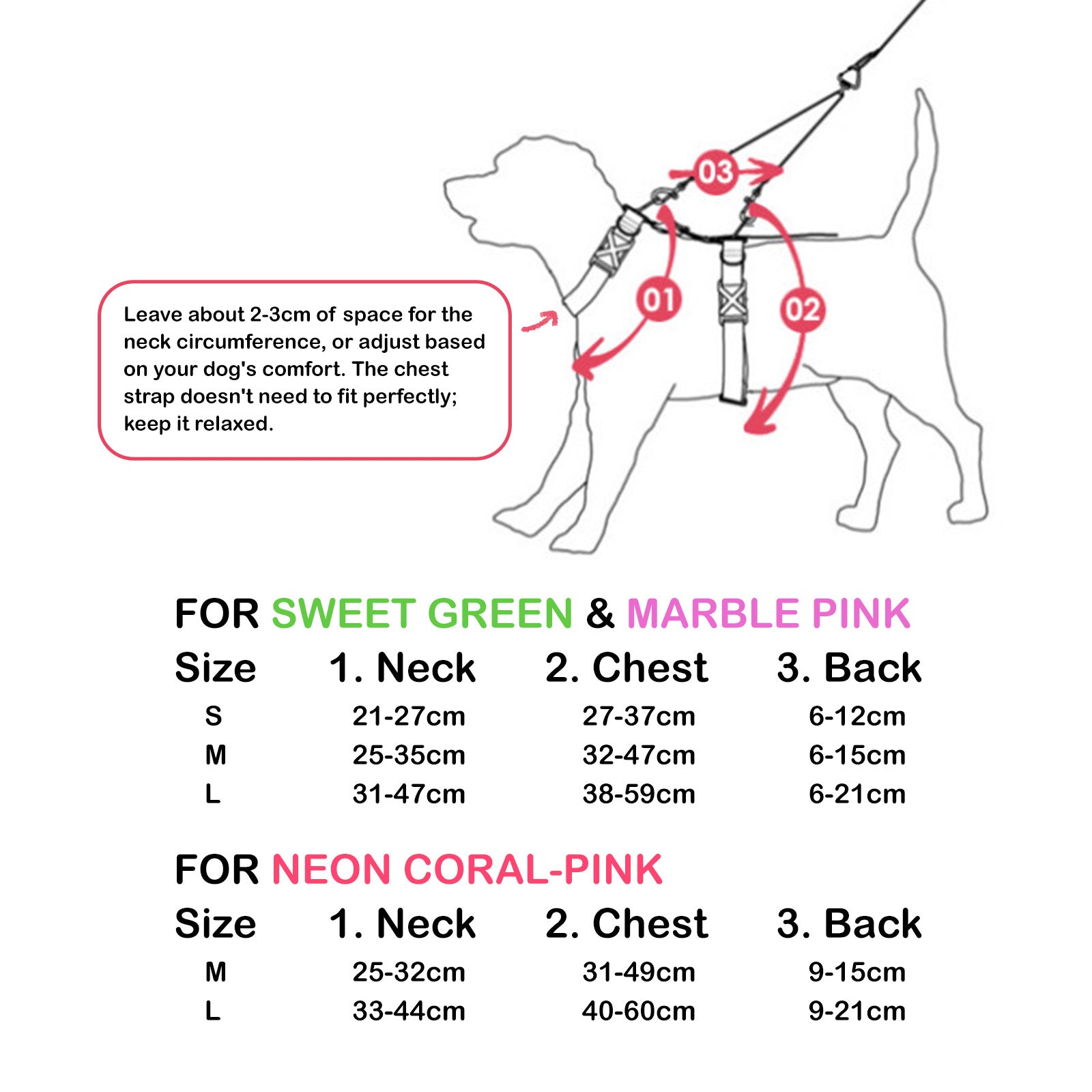Dog Double-Lined Straps Harness Adjustable M MARBLE PINK