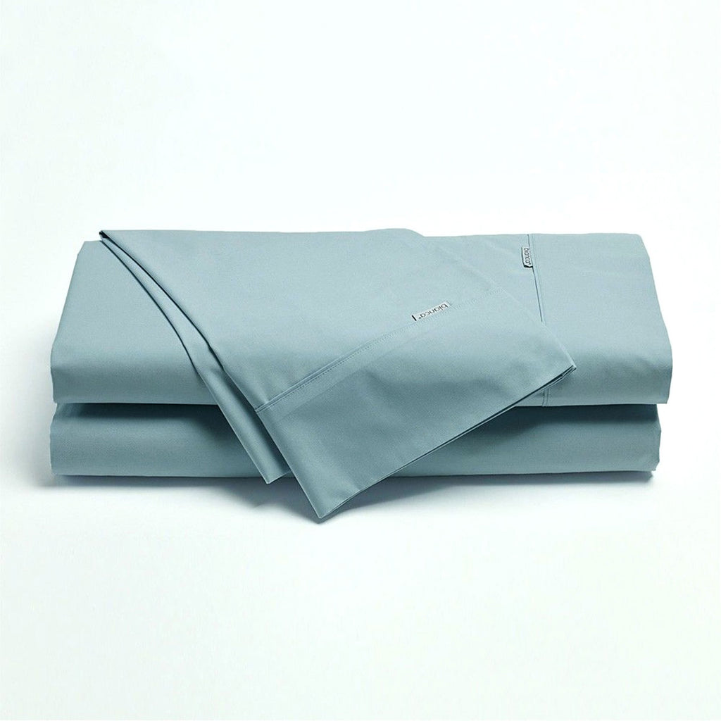 Bianca Heston Cotton Percale Sheet Set Steel Blue King Single