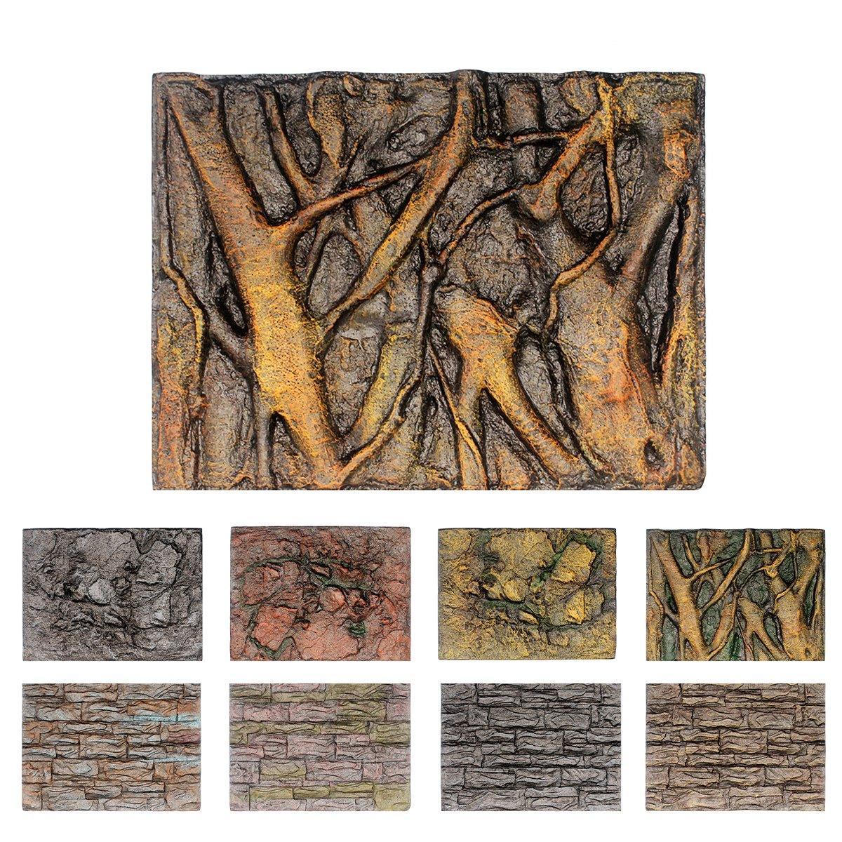 Pet Reptile Tank Board 3D Foam Backgrounds and Habitat Decoration 9 Styles - A