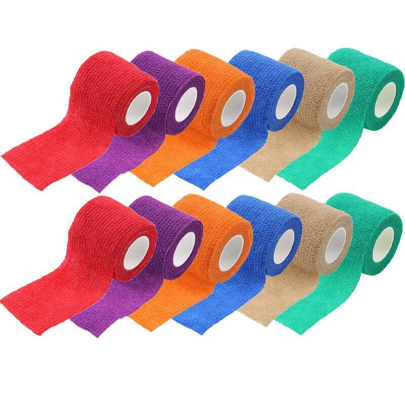 12 Pack Self Adhesive Cohesive Wrap Bandage for Pets and Everyday Protection - 12PCS(10CM*4.5M)