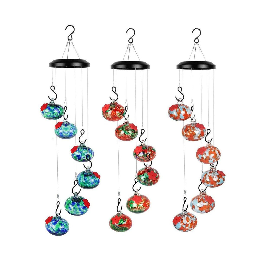 Hanging Hummingbird Feeder Outdoor Garden Nectar Dispenser Attracting Birds - Red Blue