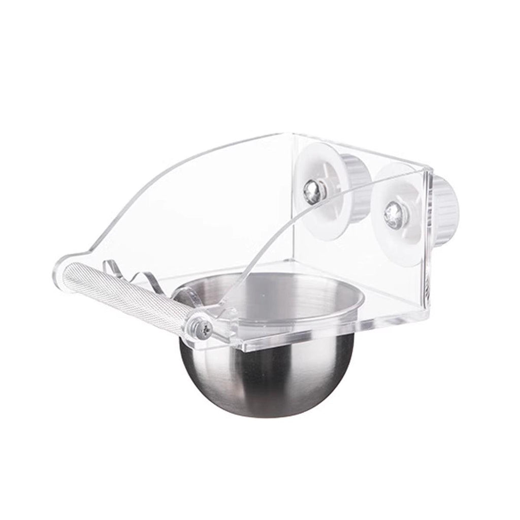 Parrot Stainless Steel Food Bowl Bird Feeder Cage Hanging Dish for Pet Birds - L