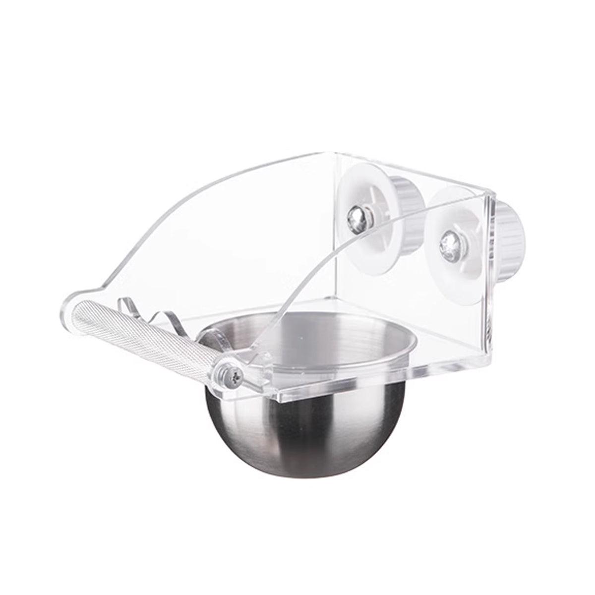Parrot Stainless Steel Food Bowl Bird Feeder Cage Hanging Dish for Pet Birds - M