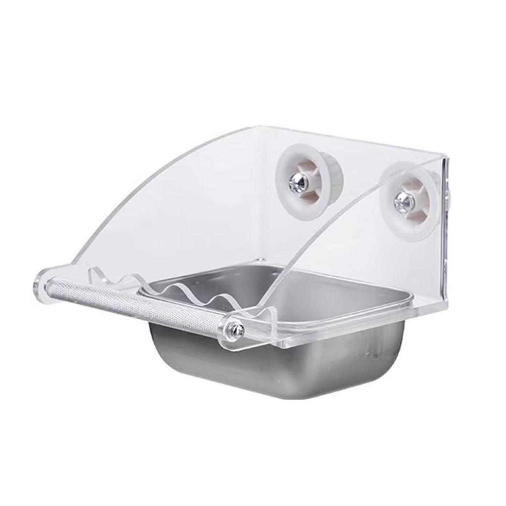 Parrot Stainless Steel Food Bowl Bird Feeder Cage Hanging Dish for Pet Birds - M