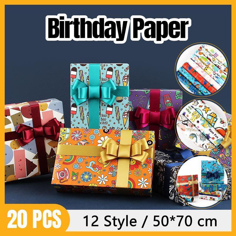 20pcs Cute Animal Cartoon Gift Wrapping Paper for Toys Bookskin and Crafts - Rainbow Sunflower-20PCS