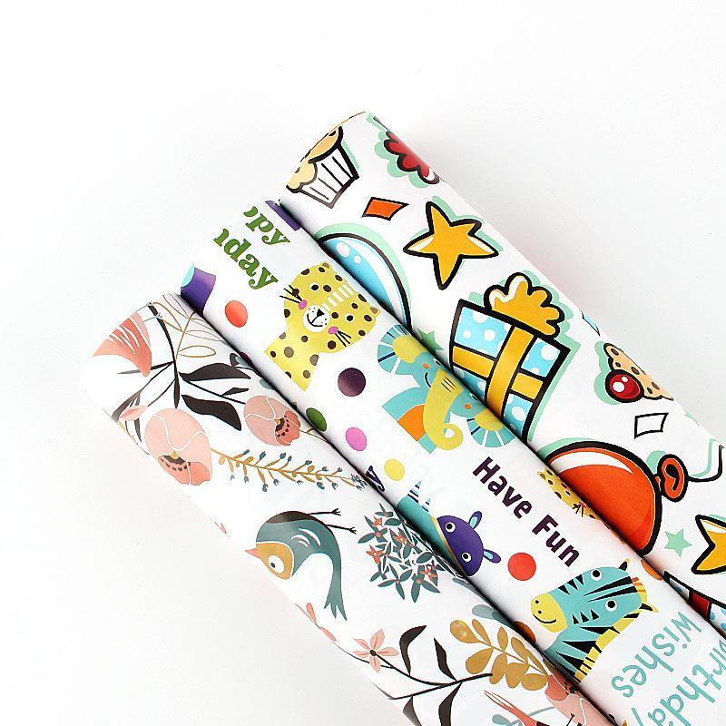 20pcs Cute Animal Cartoon Gift Wrapping Paper for Toys Bookskin and Crafts - Purple Car-20PCS
