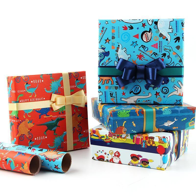 20pcs Cute Animal Cartoon Gift Wrapping Paper for Toys Bookskin and Crafts - Purple Car-20PCS