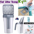 Cat Litter Scoop Integrated Detachable Shovel Holder Poop Pet Sifter Cleaning - 1 Cat Litter Shovel and 1 Roll Bags