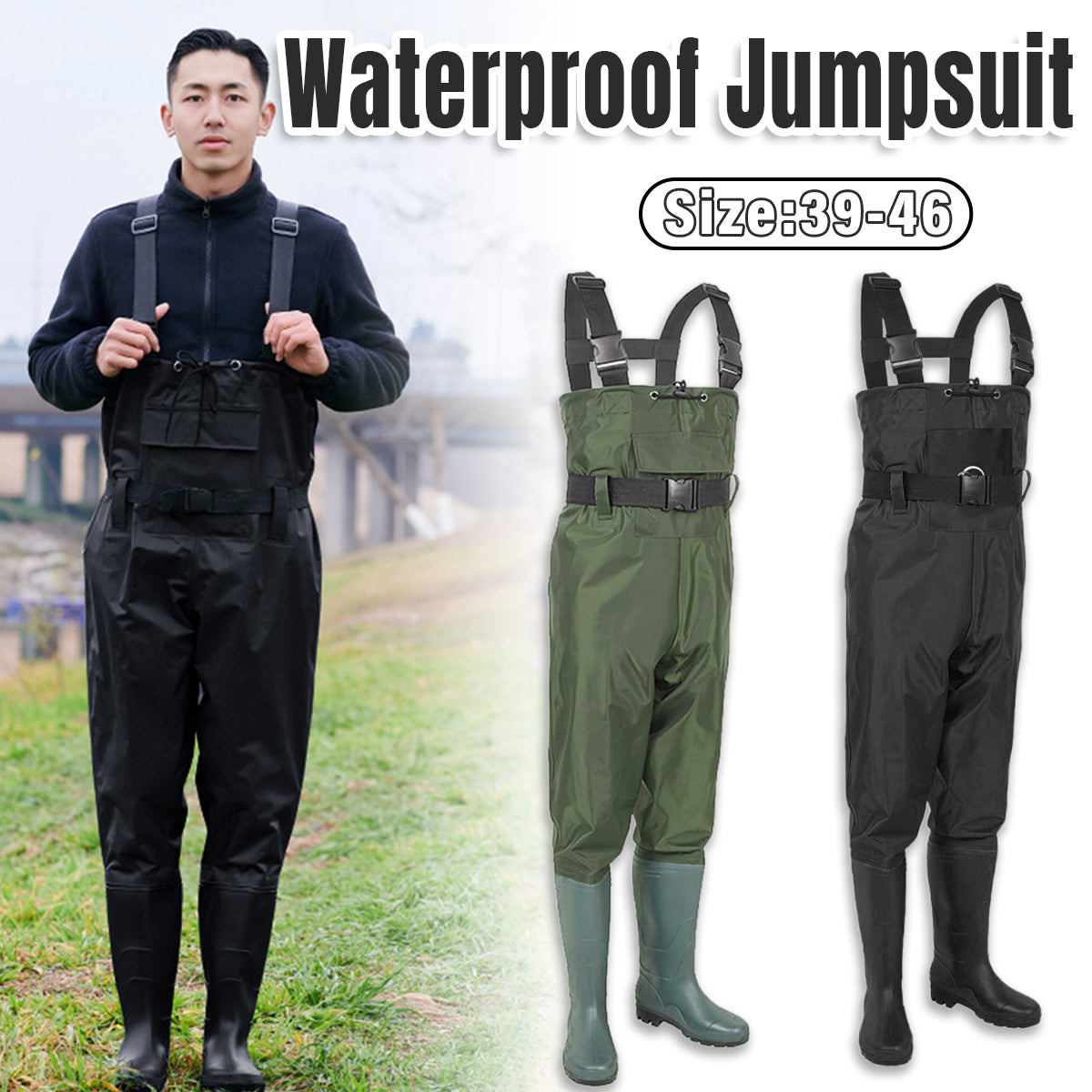 Waterproof Ultra Light Breathable Wading Pants Nylon Half Length Gear - Army green-46