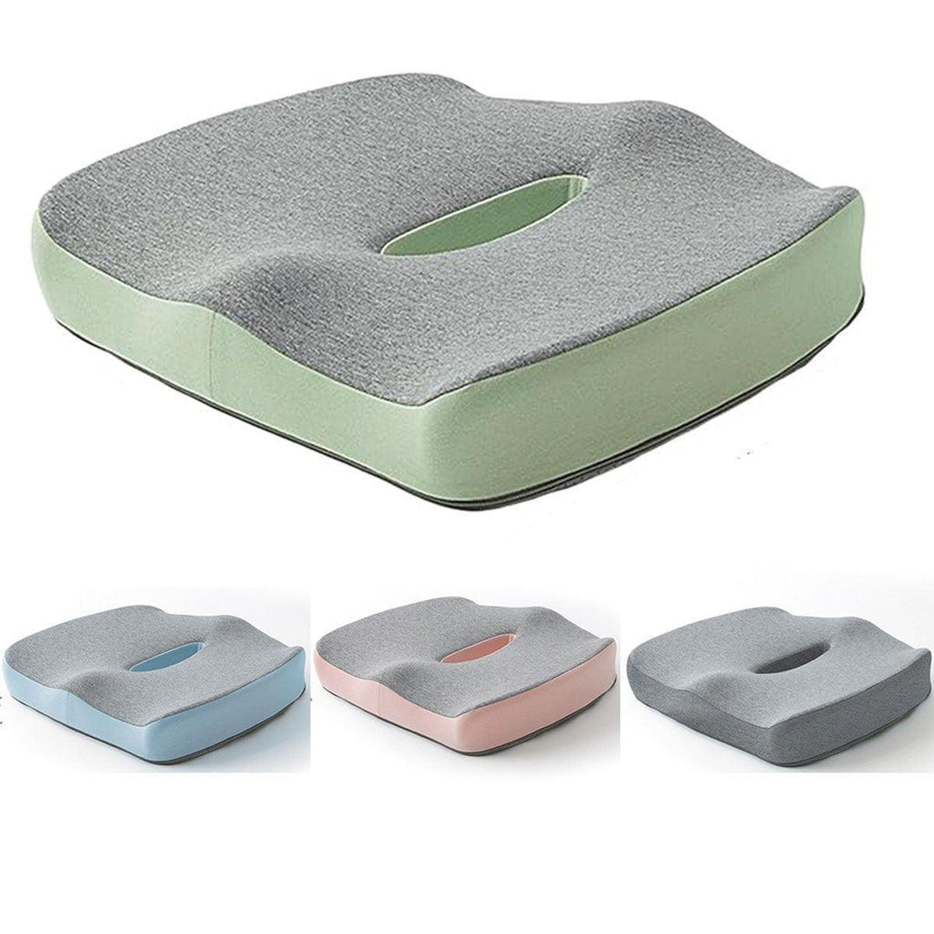 Memory Foam Seat Cushion for Office and Travel Support with Ergonomic Design - Blue