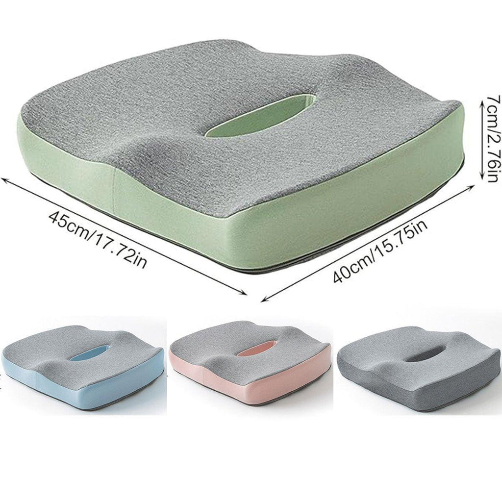 Memory Foam Seat Cushion for Office and Travel Support with Ergonomic Design - Blue
