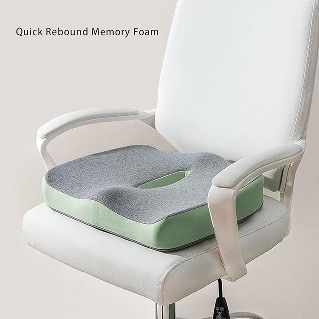 Memory Foam Seat Cushion for Office and Travel Support with Ergonomic Design - Blue