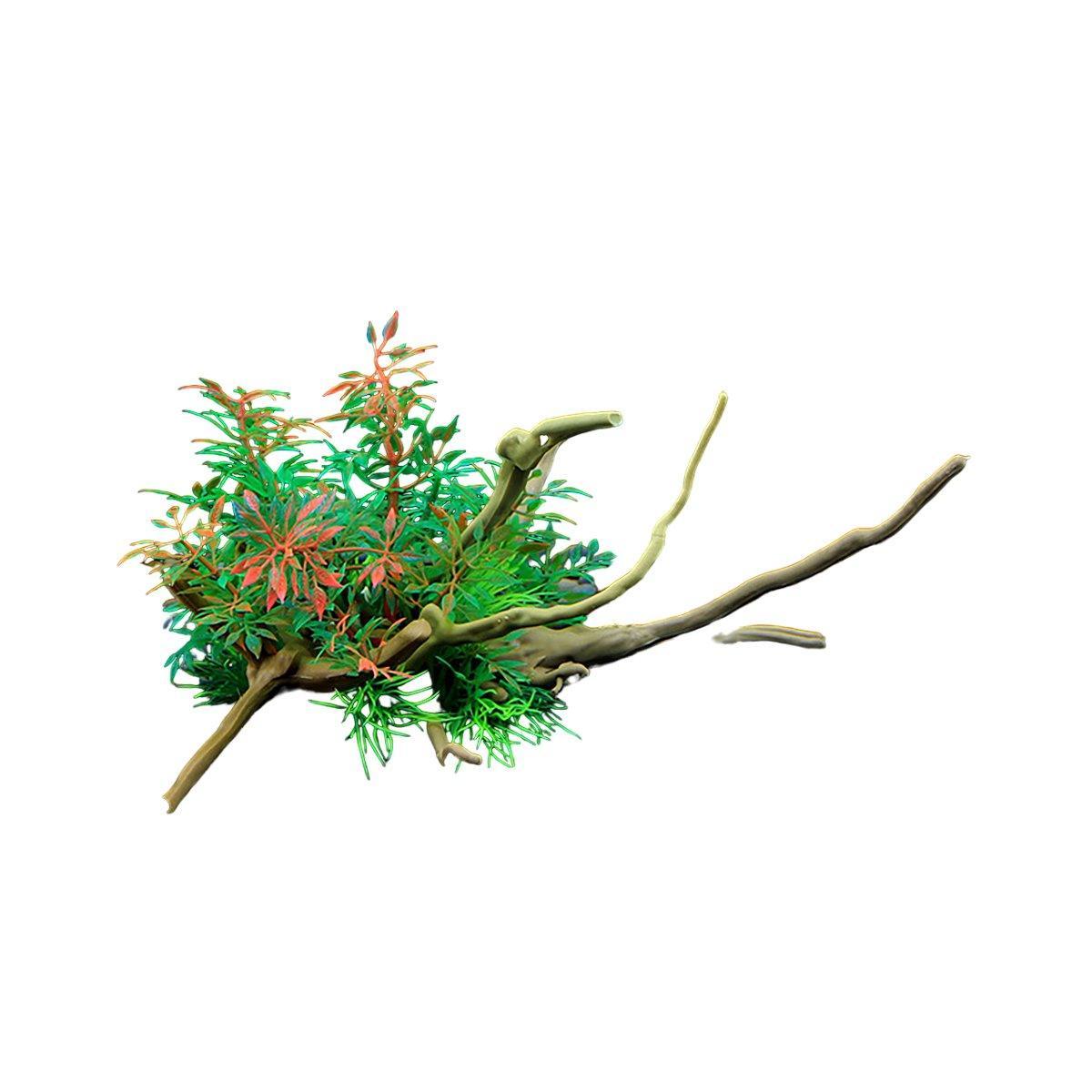 Aquarium Landscaping Decoration Artificial Wood and Plants Fish Tank Ornament - CM3901-Green