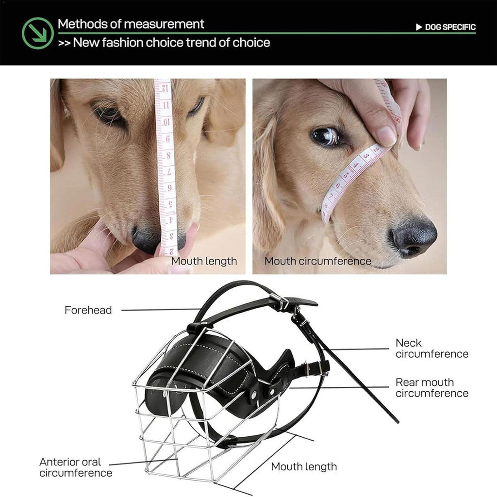 Anti Bite Anti Bark Dog Muzzle Mouthguard Adjustable for Small Medium Large Dogs - Black-L
