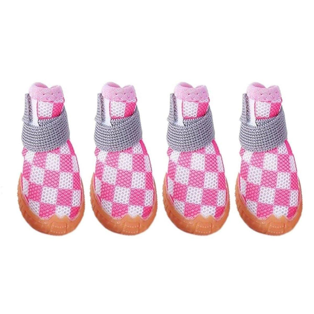 4pcs Breathable Mesh Dog Shoes Small Pets Puppy Paw Protection Summer Boots - Green-3