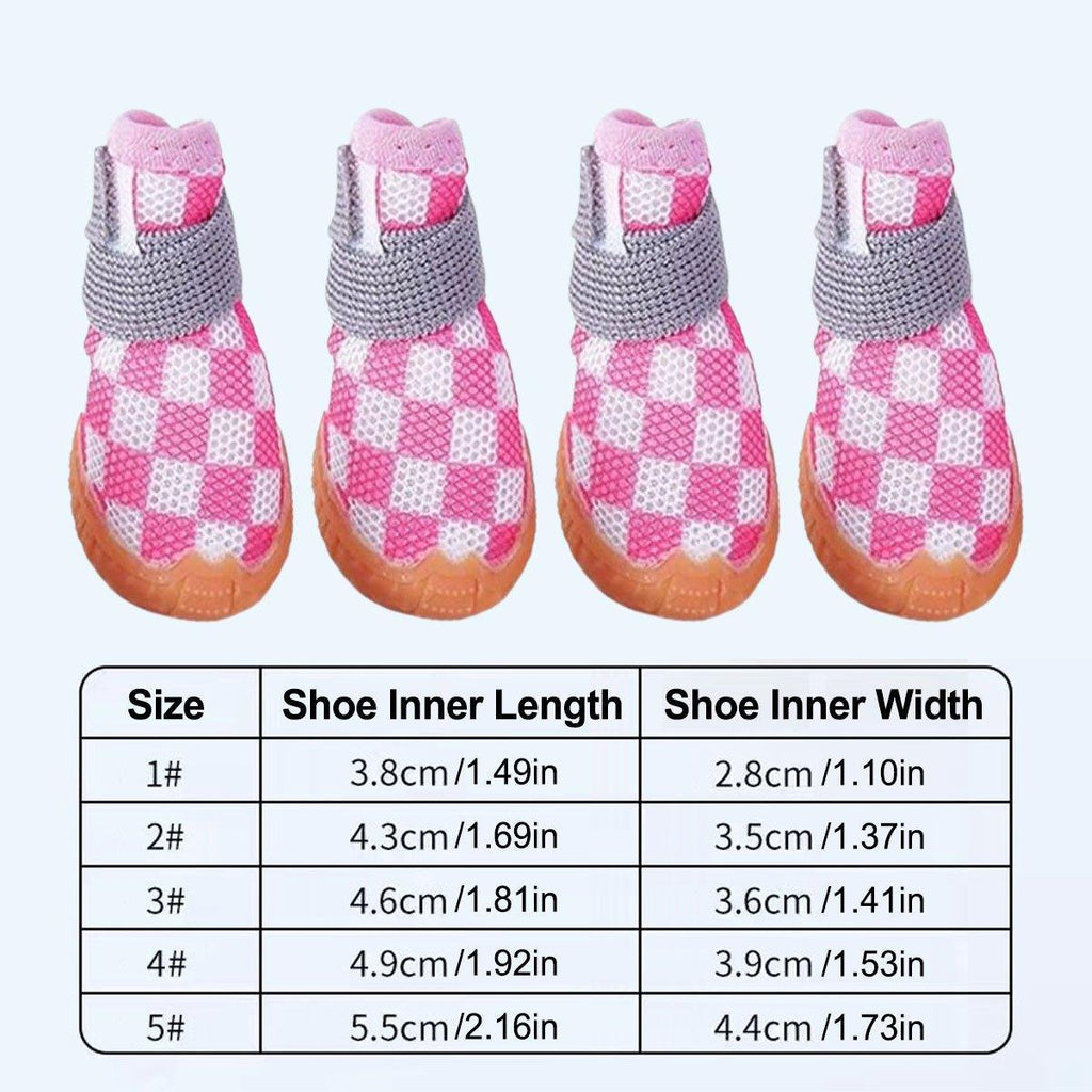 4pcs Breathable Mesh Dog Shoes Small Pets Puppy Paw Protection Summer Boots - Green-5