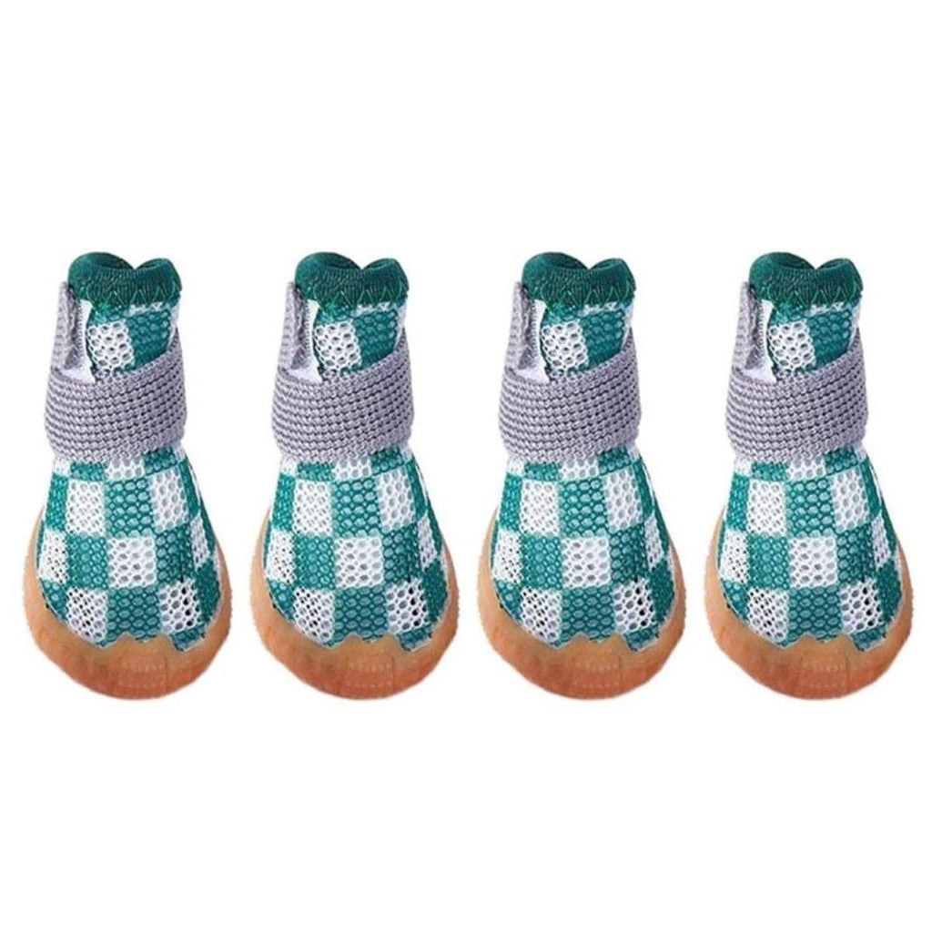 4pcs Breathable Mesh Dog Shoes Small Pets Puppy Paw Protection Summer Boots - Green-5