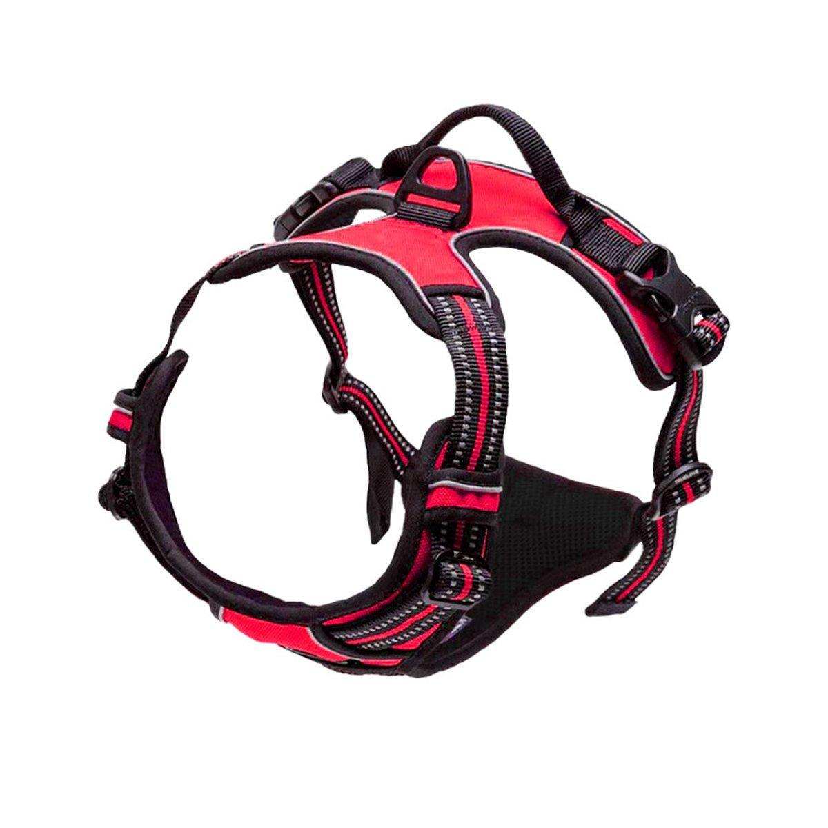 Adjustable No-Pull Dog Harness Vest S-XL Reflective Pet Training Outdoor Handle - Black-S