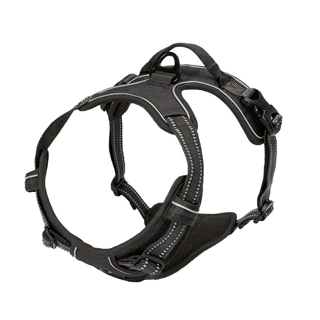 Adjustable No-Pull Dog Harness Vest S-XL Reflective Pet Training Outdoor Handle - Black-XL
