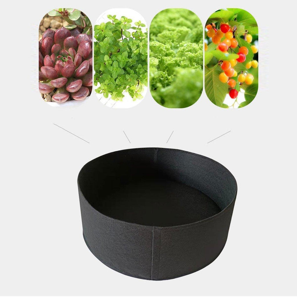 5x Felt Planting Bag Round Vegetable Garden Flower Seedling Grow Bags for Plants - Black-90*30cm