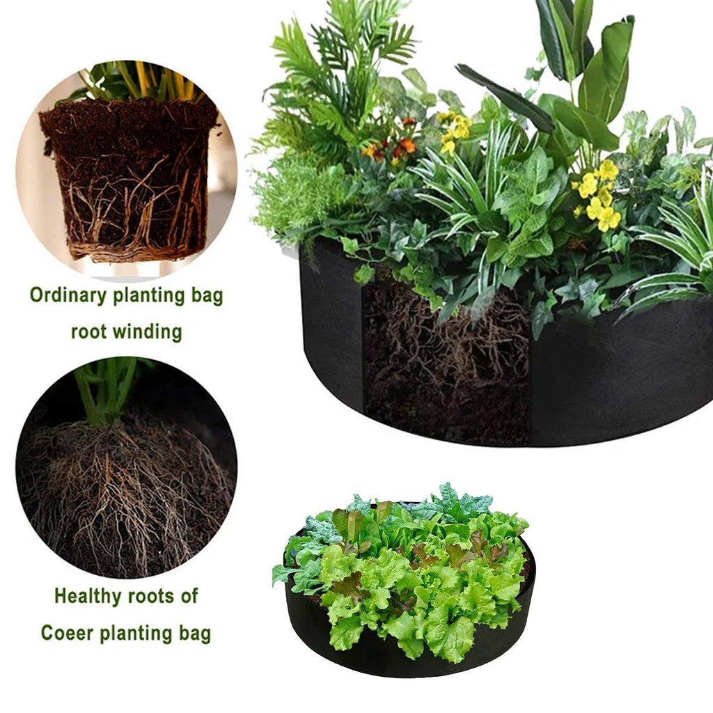 5x Felt Planting Bag Round Vegetable Garden Flower Seedling Grow Bags for Plants - Black-90*30cm