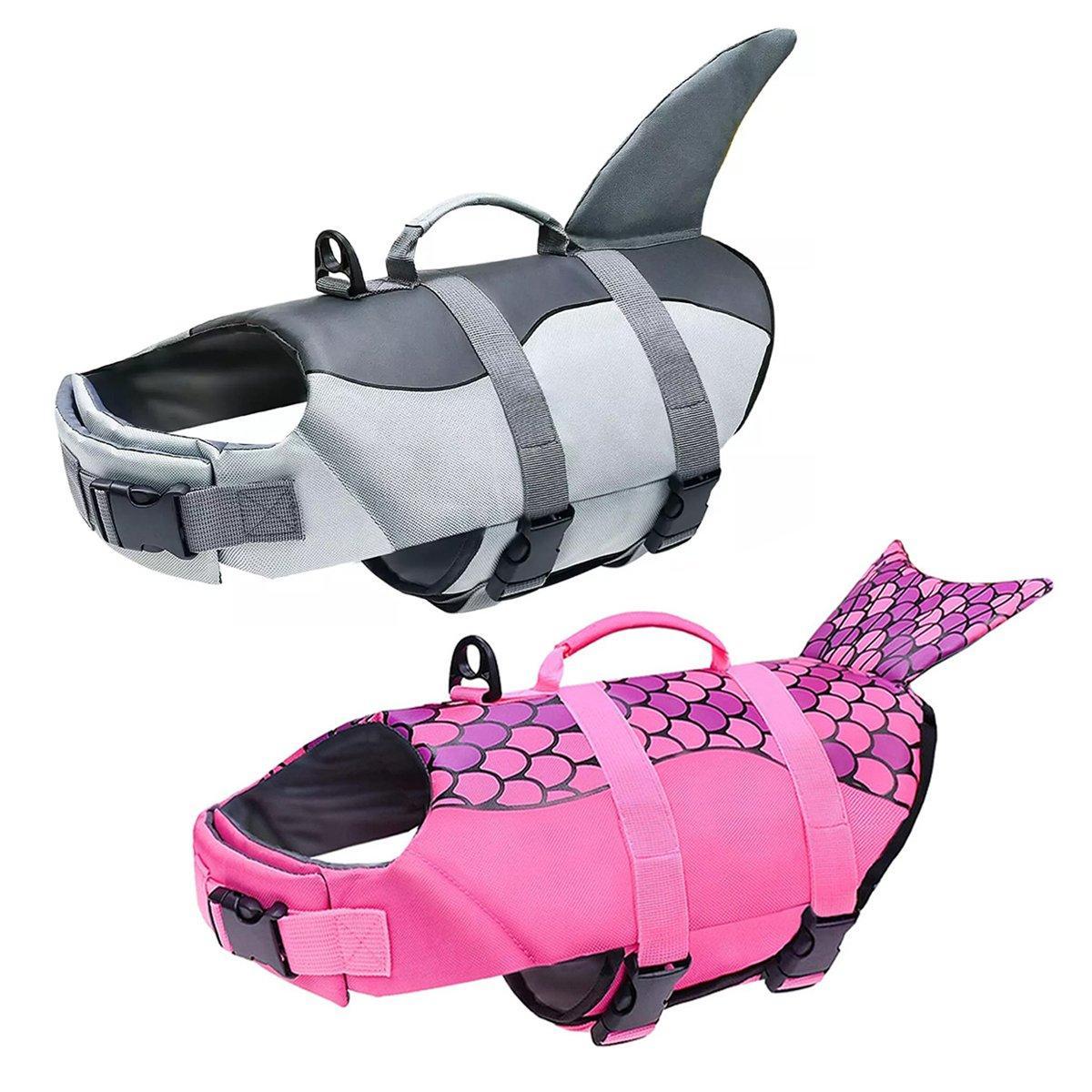 Pet Life Jacket Dog Swim Vest Outdoor Water Gear for Summer Swimming Activities - Grey M