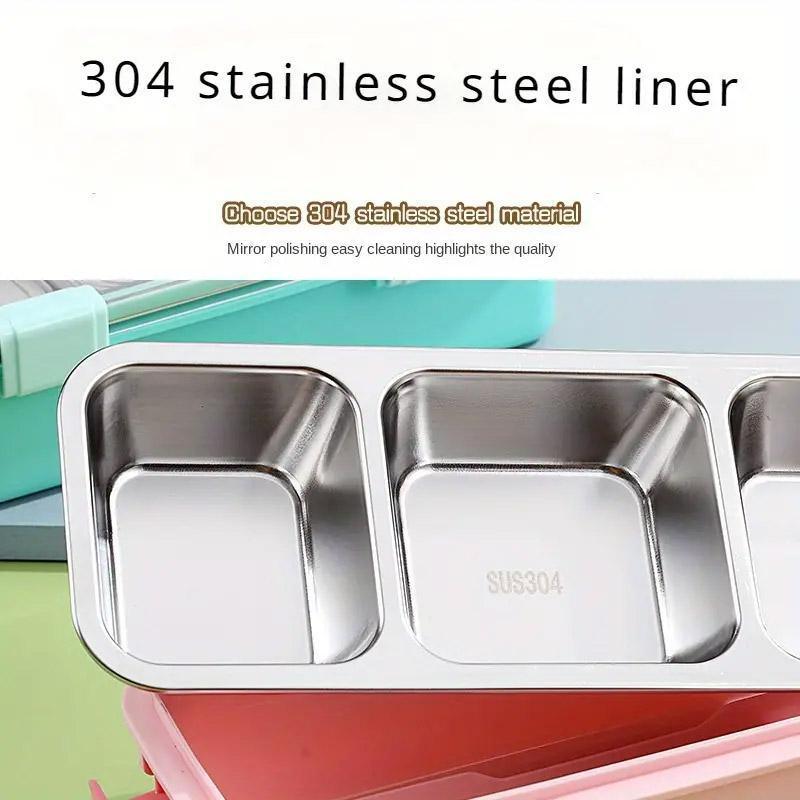 Stainless Steel Lunch Box Compartment Bento Box Food Container for Meal Prep Use - Green