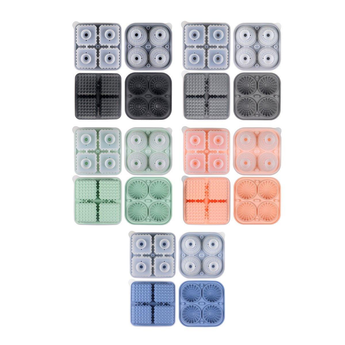 2PCS Silicone Ice Cube Tray Round and Square Ice Ball Maker for Whiskey Cocktails - Green