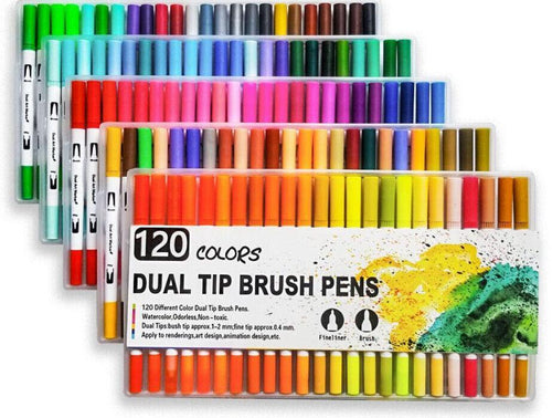 12-120 Watercolor Brush Pen Set Artist Sketch Marker - White-72 Colours
