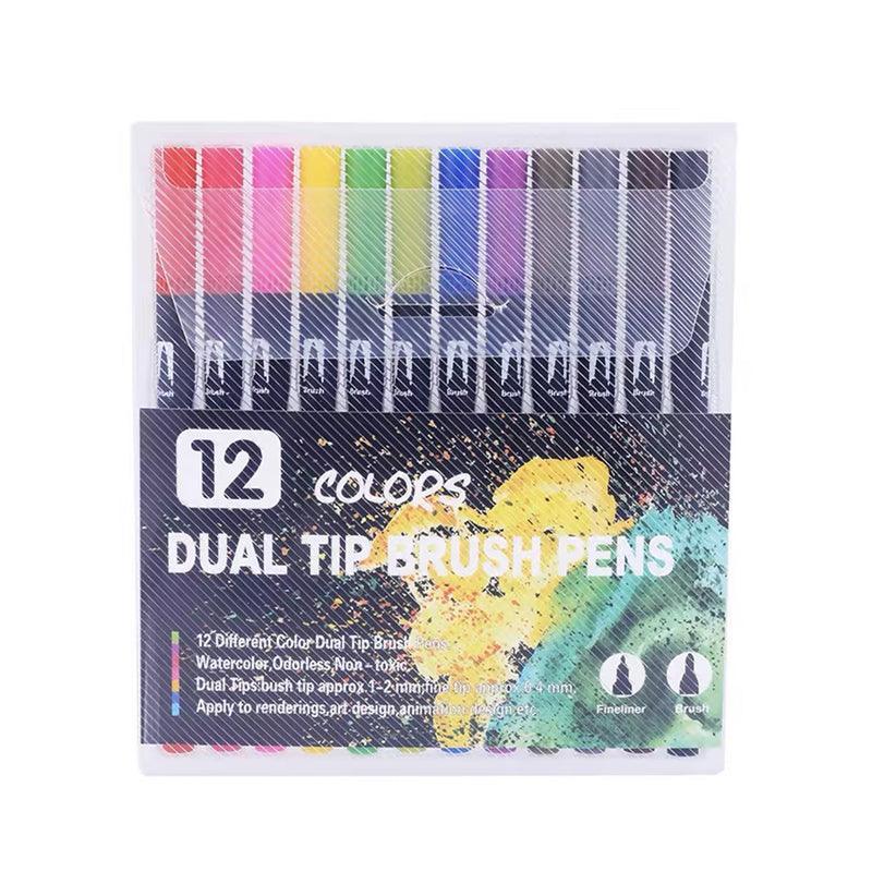 12-120 Watercolor Brush Pen Set Artist Sketch Marker - White-120 Colours