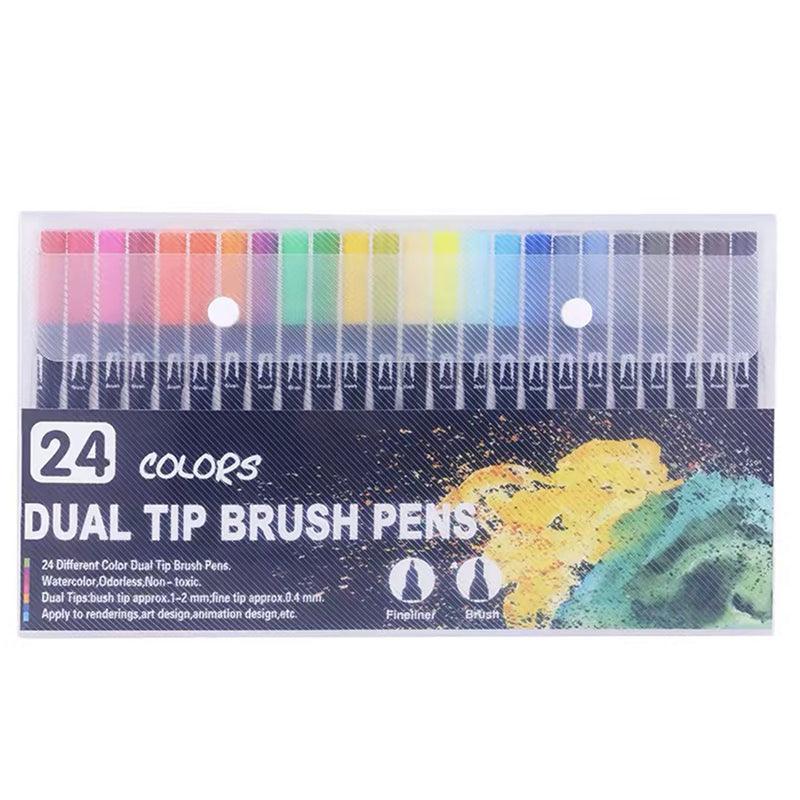 12-120 Watercolor Brush Pen Set Artist Sketch Marker - White-120 Colours