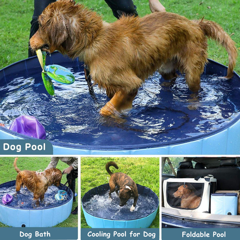 Pet Swimming Pool Foldable Portable Pool for Dogs Outdoor Summer Play - Blue-80x20cm