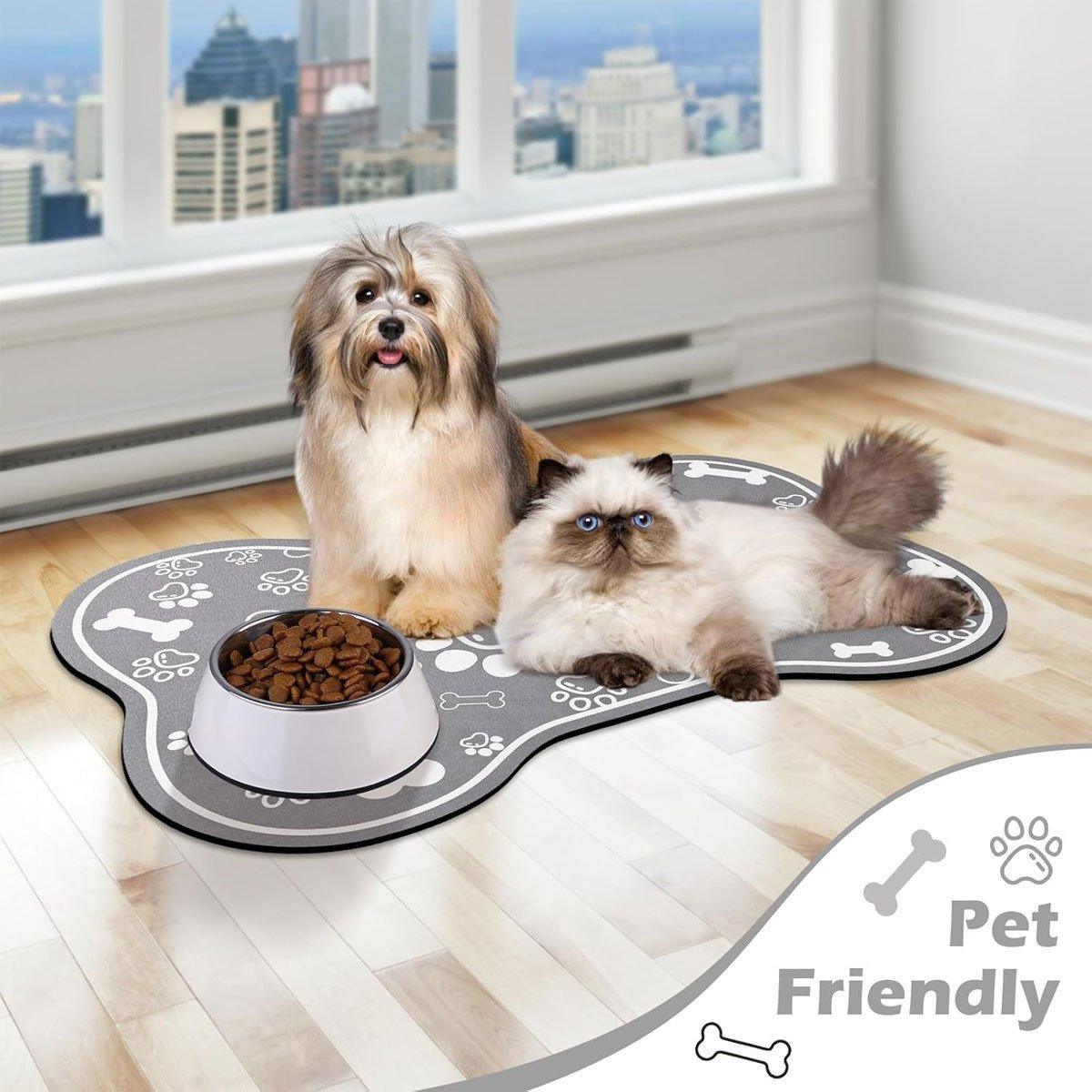 Pet Feeding Mat Non-slip Diatom Mud Absorbent Dirt-resistant Waterproof Placemat - Grey-60x90cm