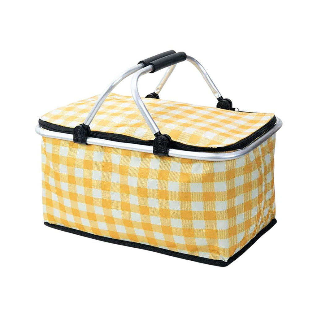 Foldable Picnic Basket Outdoor Camping Carrying Basket Portable Food Storage - Green