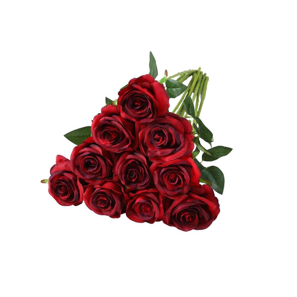 10pcs Artificial Silk Simulation Rose Flowers - Wedding Party Home Decorations - Black