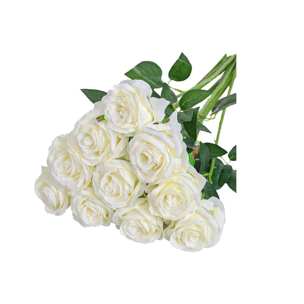 10pcs Artificial Silk Simulation Rose Flowers - Wedding Party Home Decorations - Gold