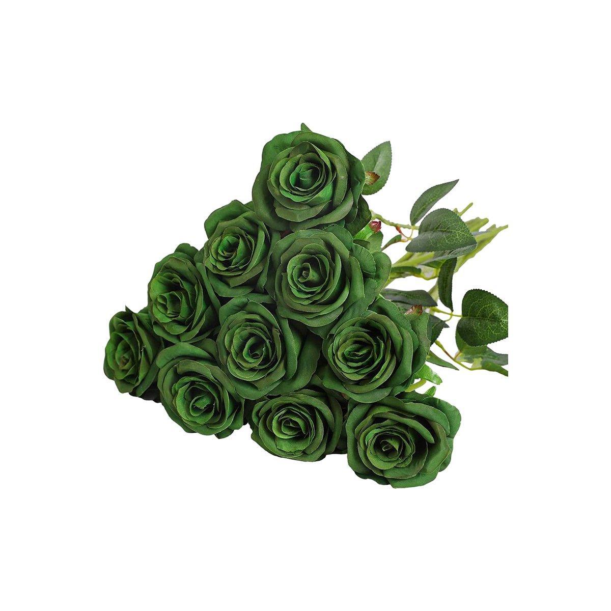 10pcs Artificial Silk Simulation Rose Flowers - Wedding Party Home Decorations - Gold
