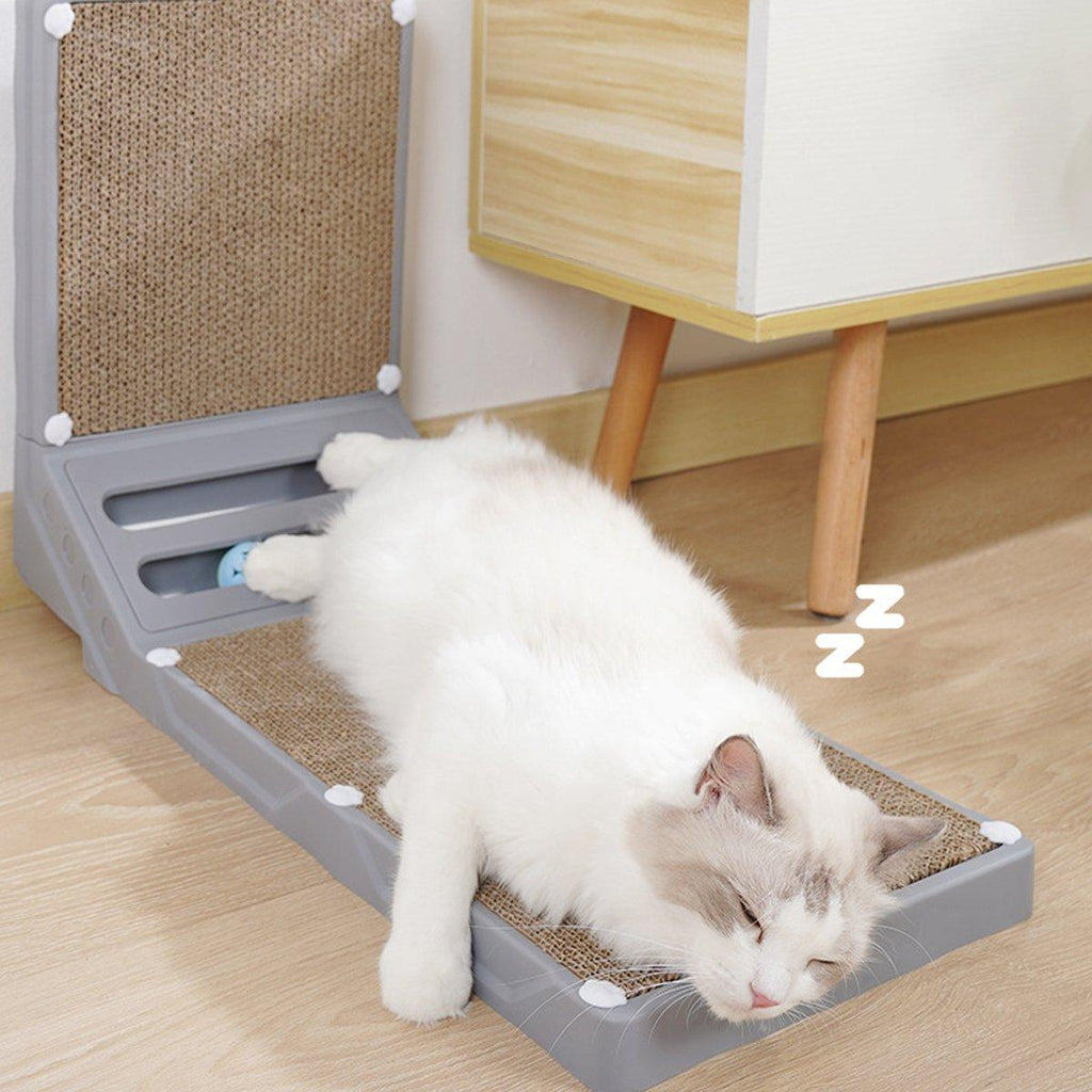 L-shaped Cat Scratching Board Vertical Claw Toy Cat Scratcher for Pet Playtime - Grey