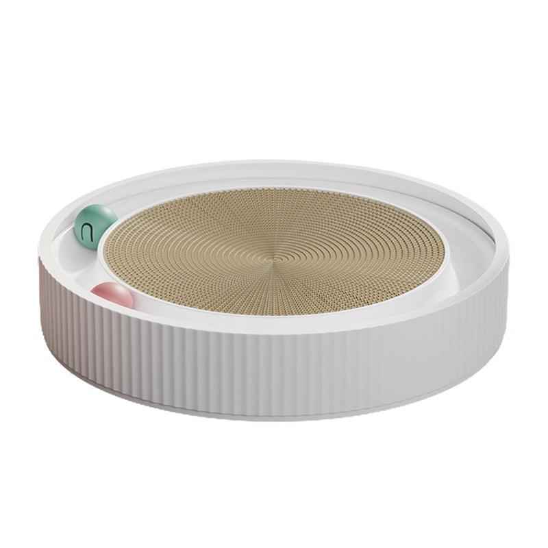 Cat Scratcher Lounge Bed Toy 40cm Round Foldable Cardboard Pad with Ball Track - Blue