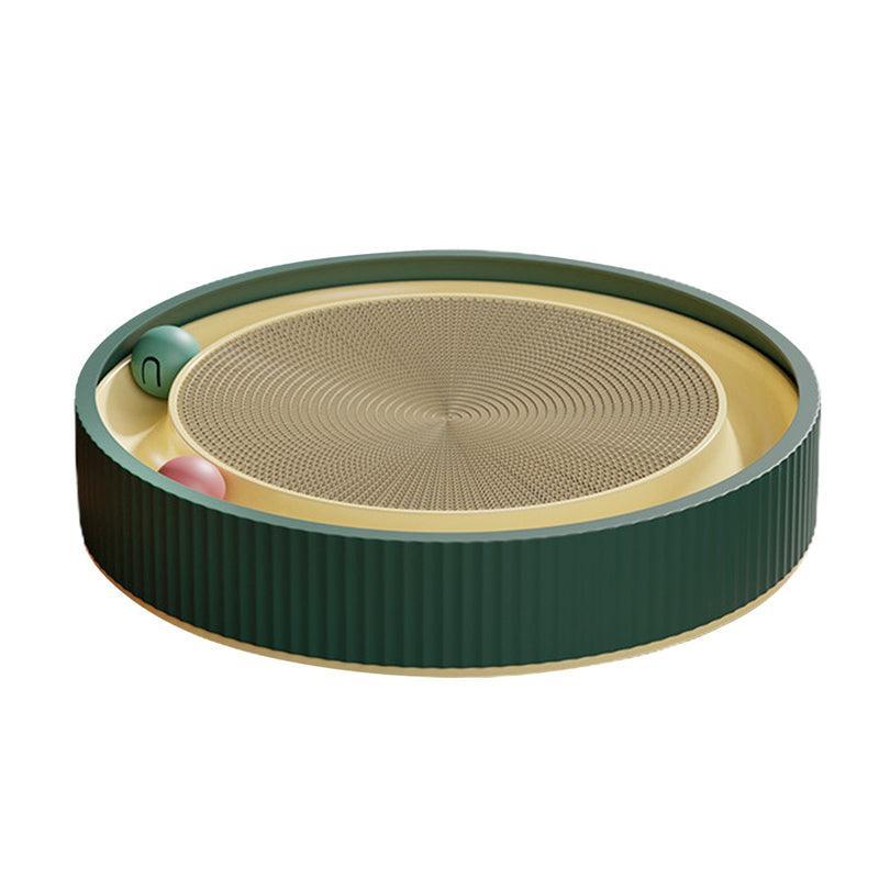 Cat Scratcher Lounge Bed Toy 40cm Round Foldable Cardboard Pad with Ball Track - White