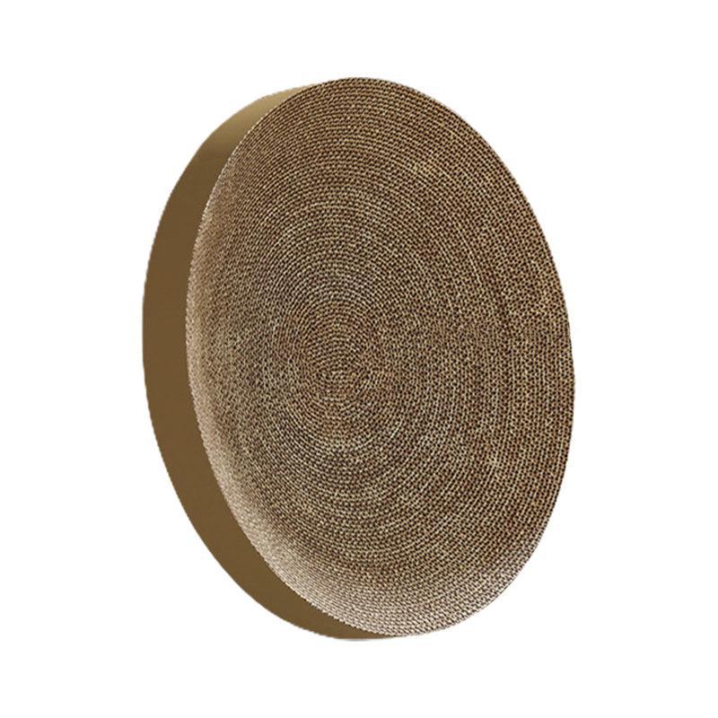 Cat Scratcher Lounge Bed Toy 40cm Round Foldable Cardboard Pad with Ball Track - White